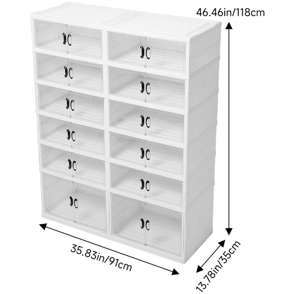 H&O Direct 6 Tier Transparent Wide Foldable Storage Box with Magnetic Door Image 6