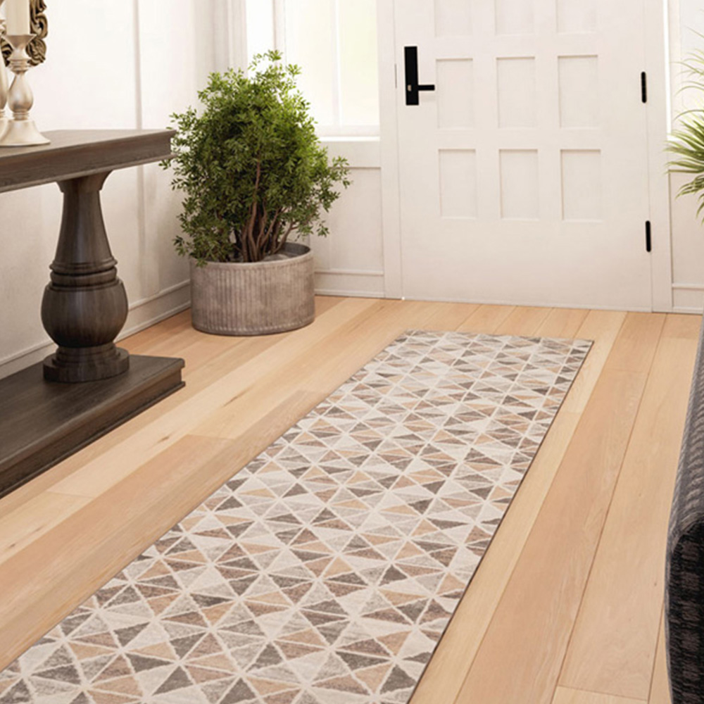 Kukoon Neutral and Beige Diamond Geometric Rug 240 x 60cm Image 3