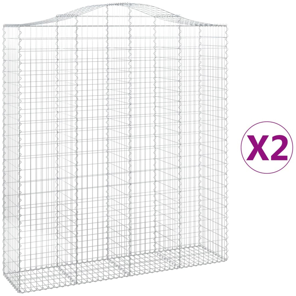 vidaXL Silver Galvanised Iron Arched Gabion Basket 200 x 50 x 220/240cm 2 Pack Image 4