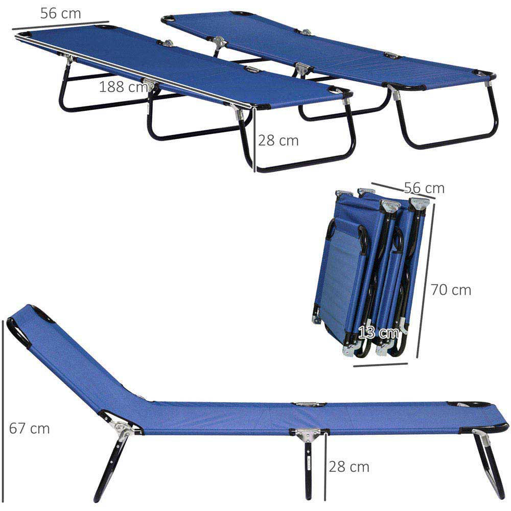 Outsunny Set of 2 Blue Folding Recliner Sun Loungers Image 7