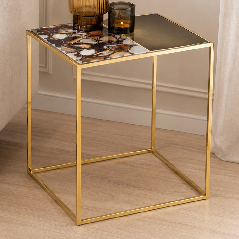 Premier Housewares Vita Agate Square Side Table Image 1