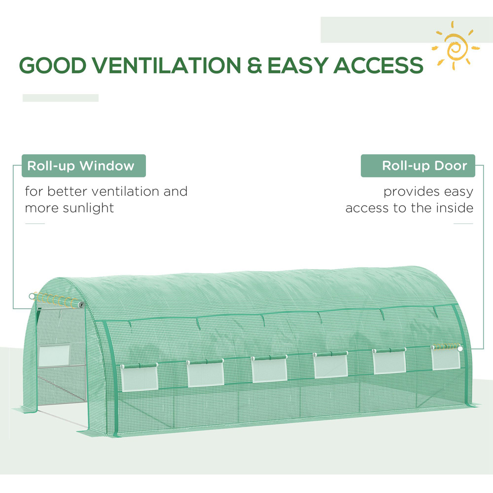 Outsunny Green Plastic 10 x 19.5ft Polytunnel Greenhouse Image 6