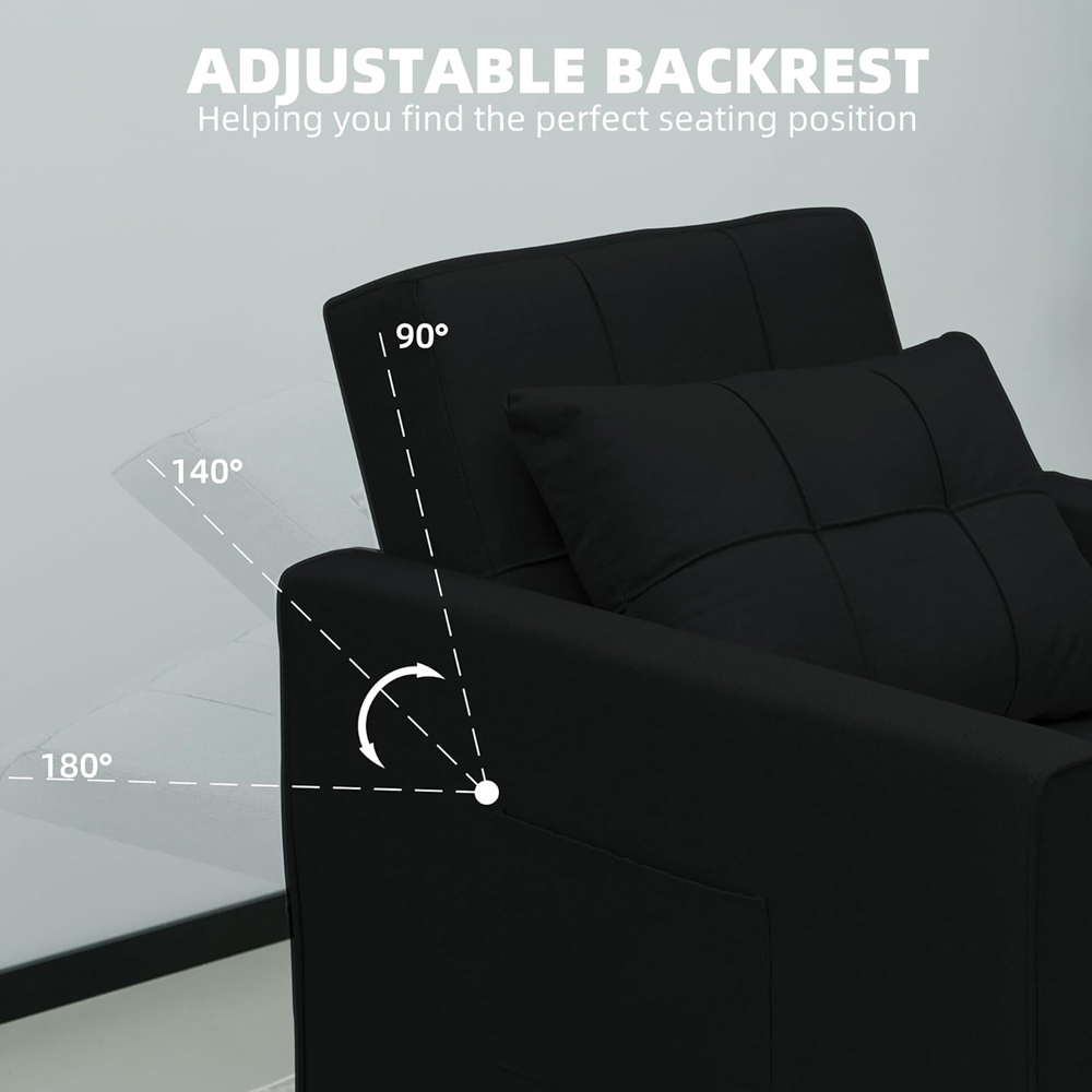 Alivio Singel Seater 3-in-1 Black Convertible Sofa Bed Chair Image 6