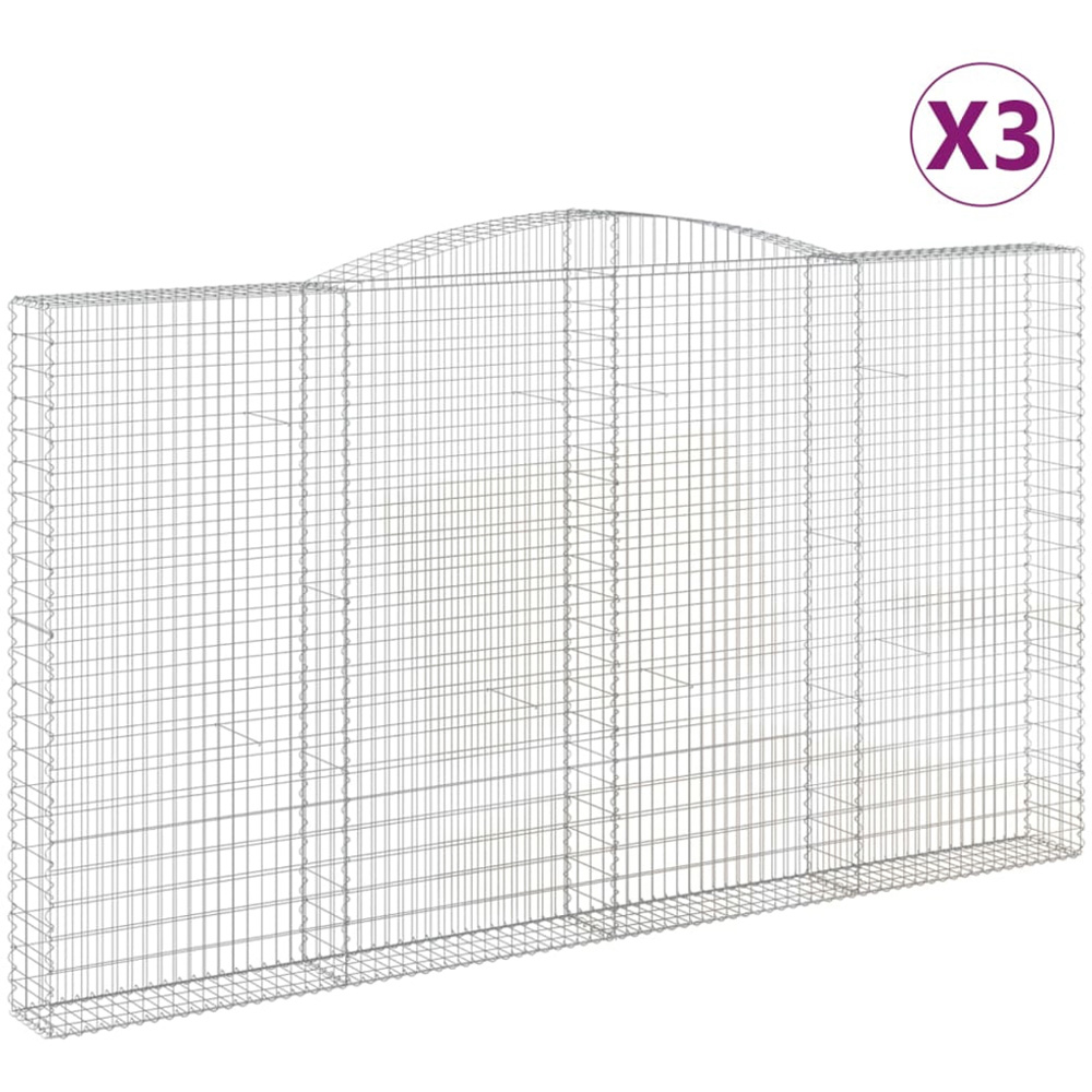 vidaXL Silver Galvanised Iron Arched Gabion Basket 400 x 30 x 220/240cm 3 Pack Image 2