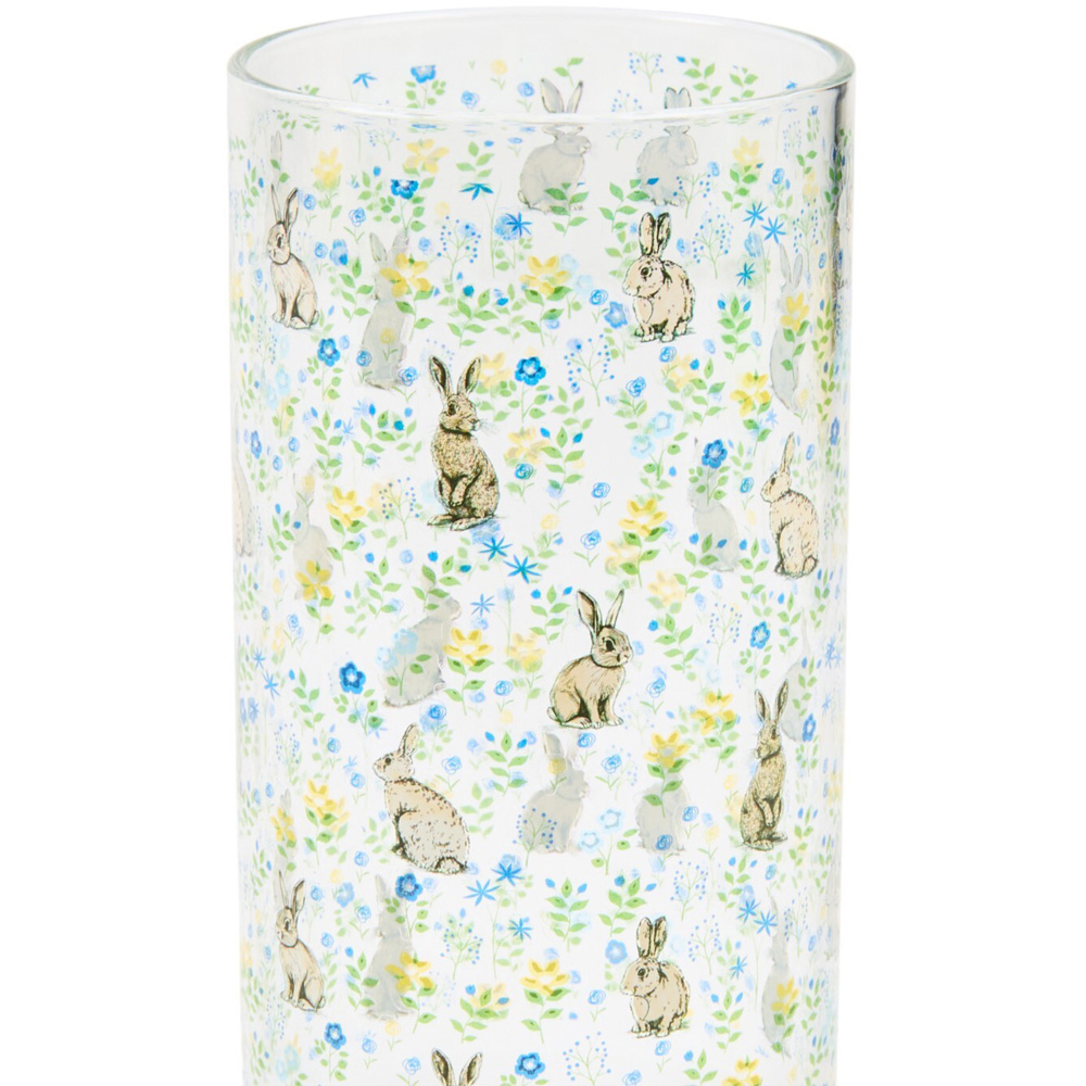 Floral Bunny Drinking Jar with Lid and Straw Clear Image 3