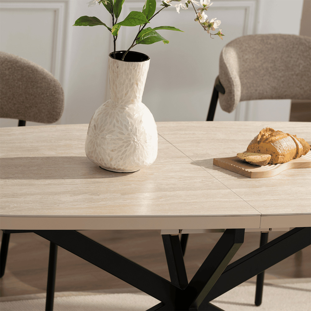 Home Source Axal 6 Seater 180-220cm Extendable Oval Dining Table Oak Effect Image 5