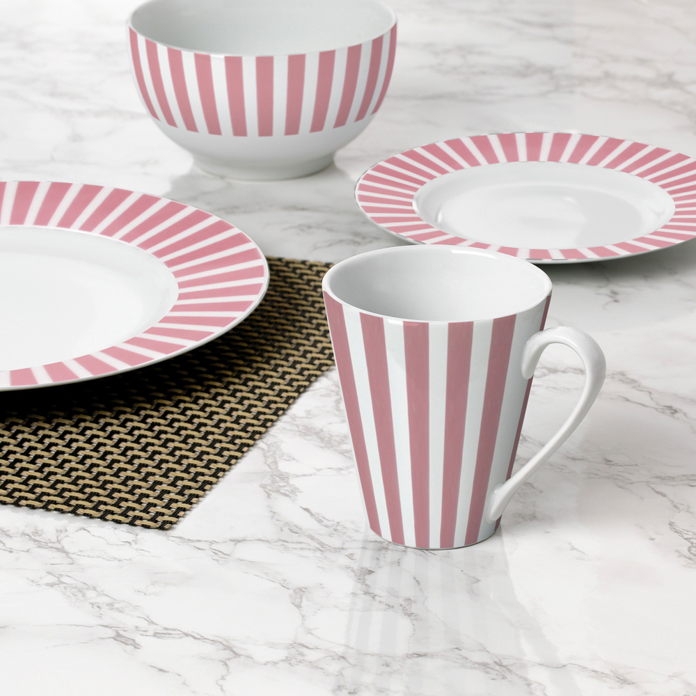 Waterside Pink Stripe 16 Piece Dinner Set Image 3