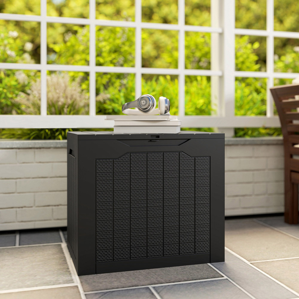 Outsunny 93L Black Plastic Garden Storage Box Image 4