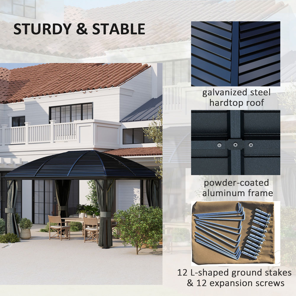 Outsunny 3 x 4m Dark Grey Aluminium Hard Top Gazebo Image 6