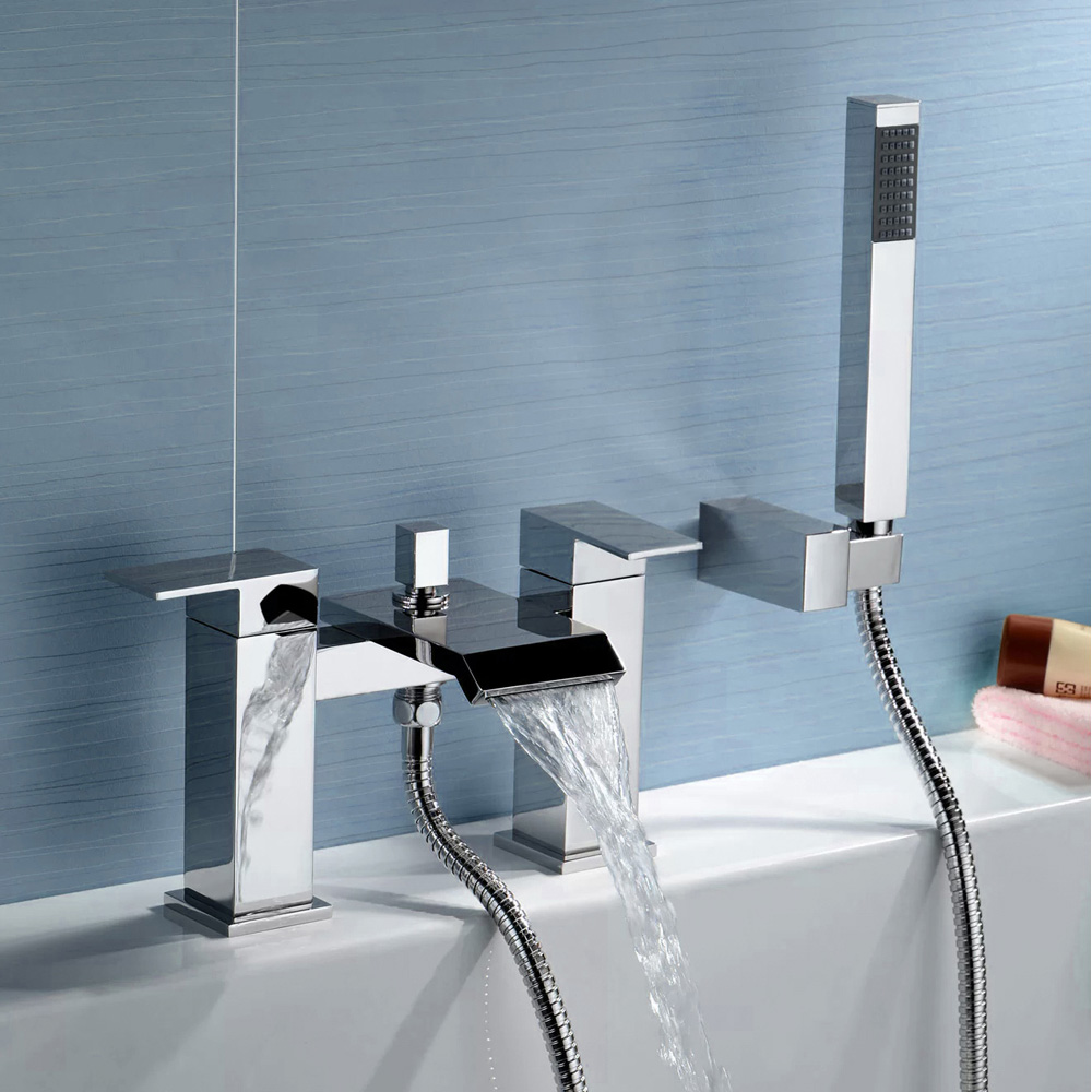Nes Home Devon Waterfall Modern Chrome Bath Shower Mixer Tap Image 2