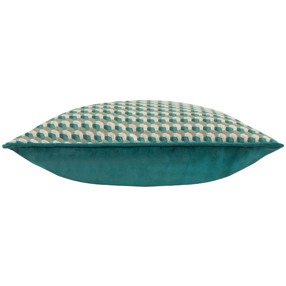 furn. Marttel Teal Geometric Jacquard Cushion Image 4