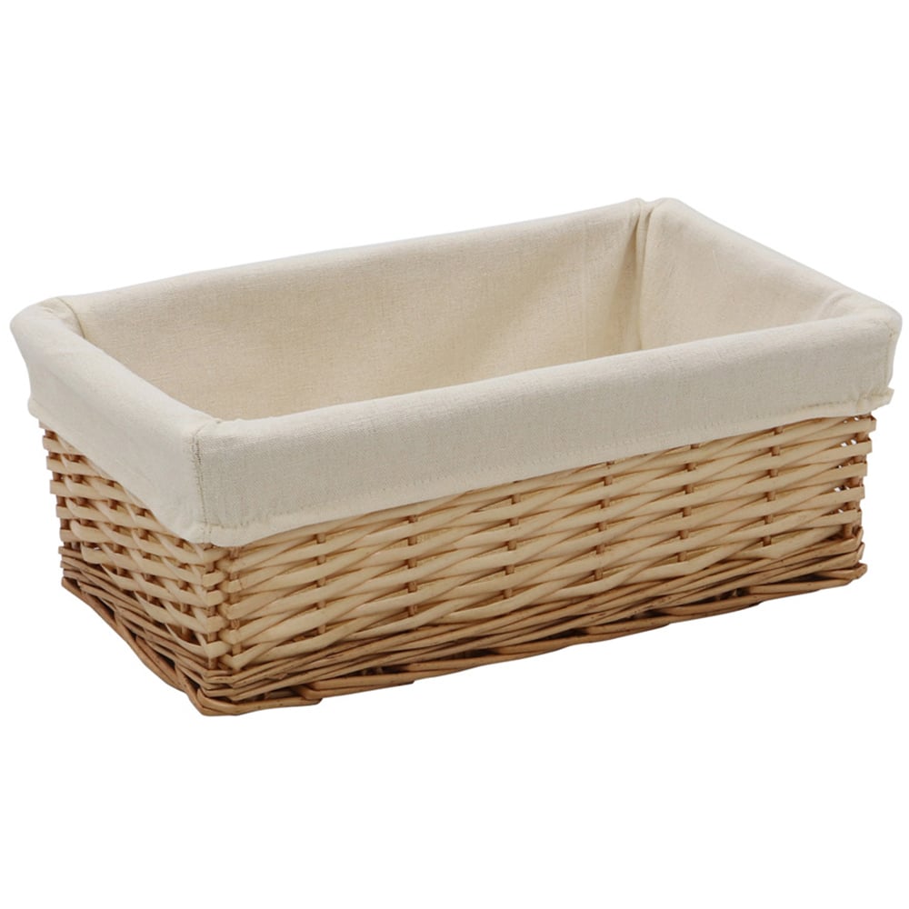 JVL 3 Piece Acacia Honey Rectangular Willow Storage Basket with Lining Set Image 5