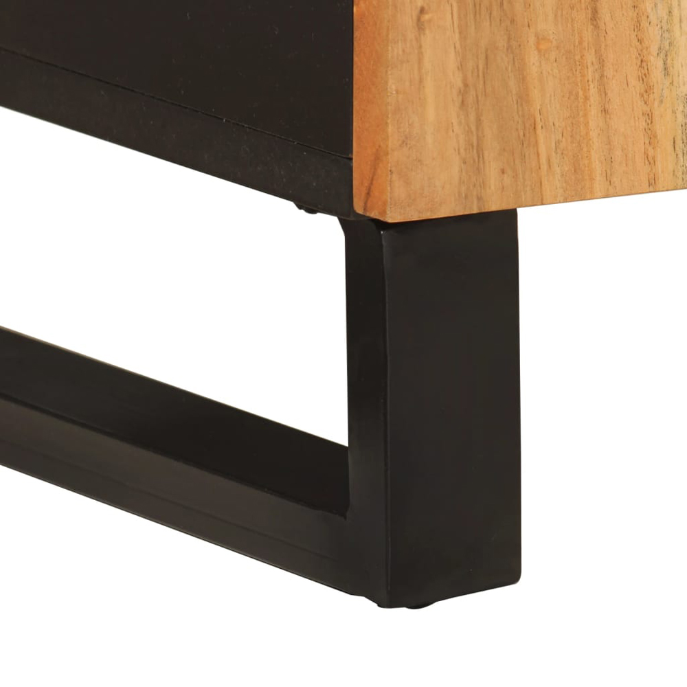 vidaXL 2 Door Single Shelf Solid Acacia Wood Sideboard Image 7