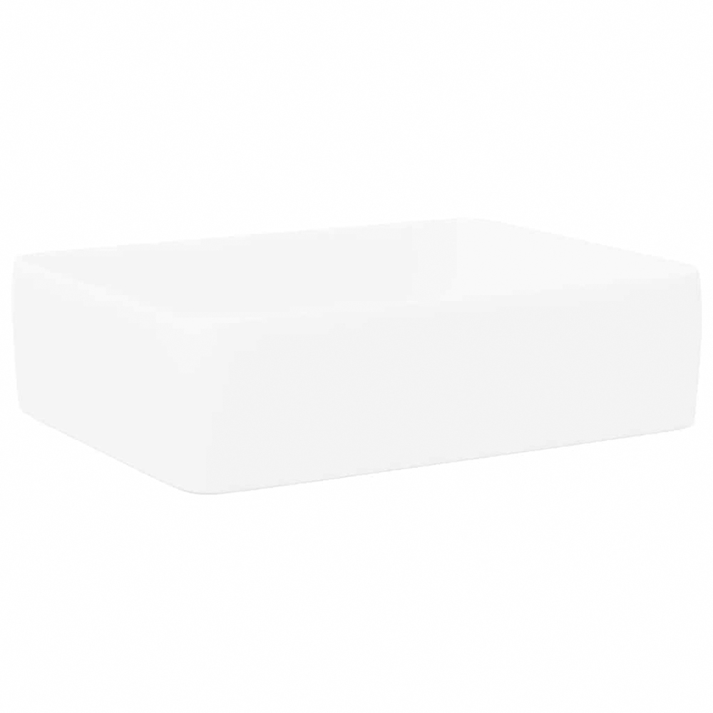vidaXL White Ceramic Rectangular Wash Basin 130 x 370 x 480mm Image 1