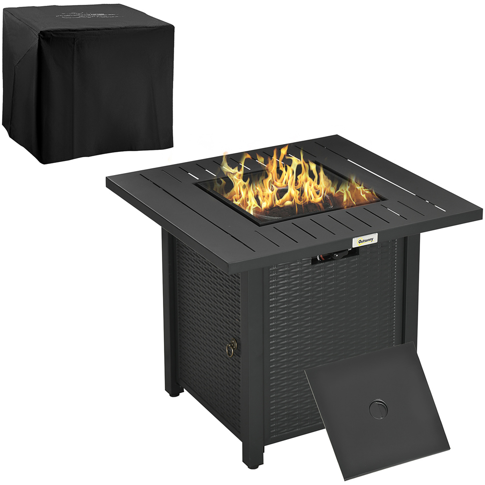 Outsunny Black 50000 BTU Square Propane Gas Fire Pit Table Image 3