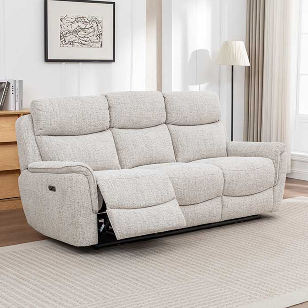 Long Island 3 Seater Beige Recliner Sofa Image 3