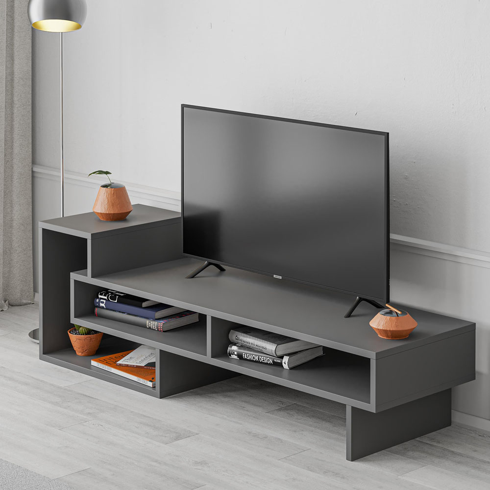 Decortie Tetra Anthracite Multimedia Centre TV Unit with Shelves Image 5