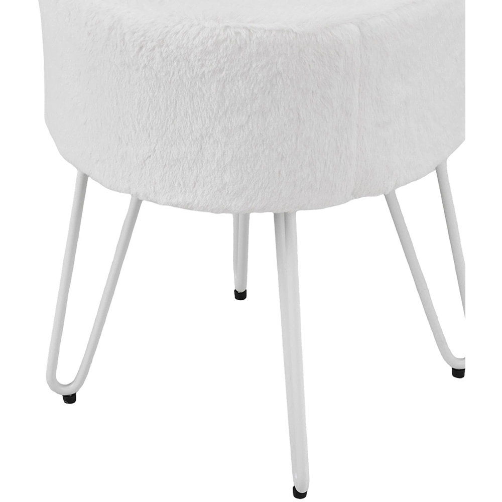 Living and Home White Fuzzy Vanity Footstool Image 4