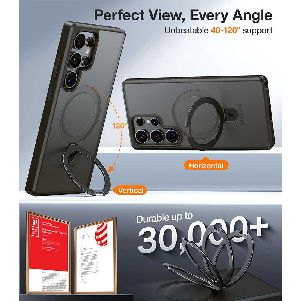 Torras Ostand Black Samsung S25 Ultra Phone Case Image 2