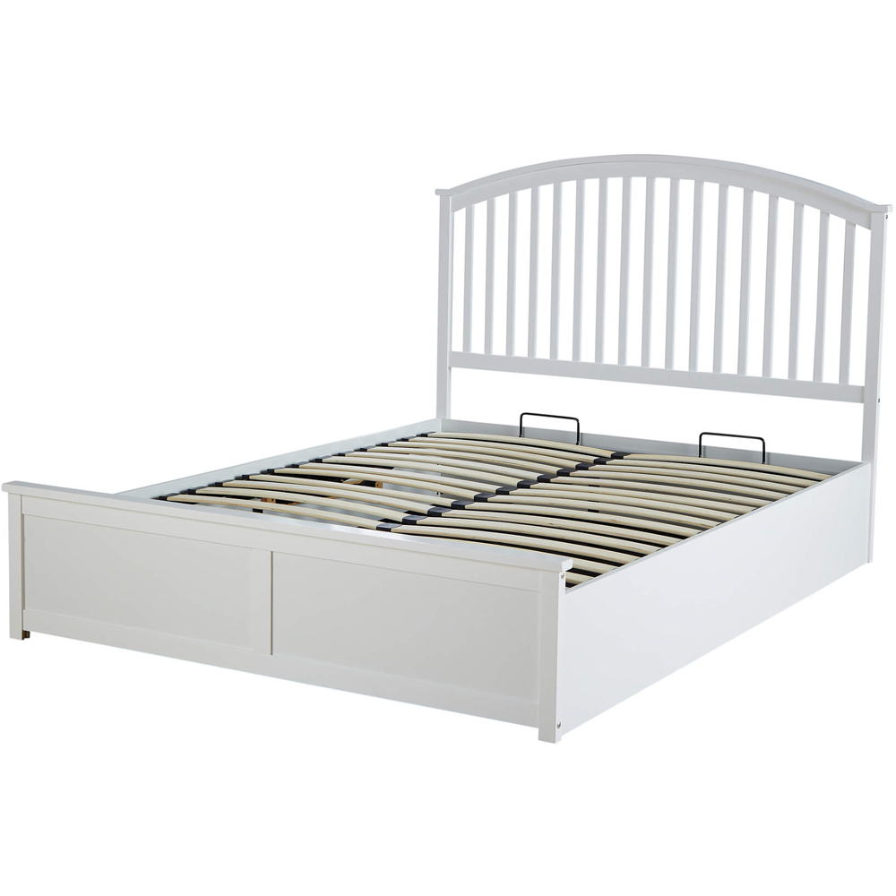 Home Source Madrid Double White End Lift Ottoman Storage Bed Image 2