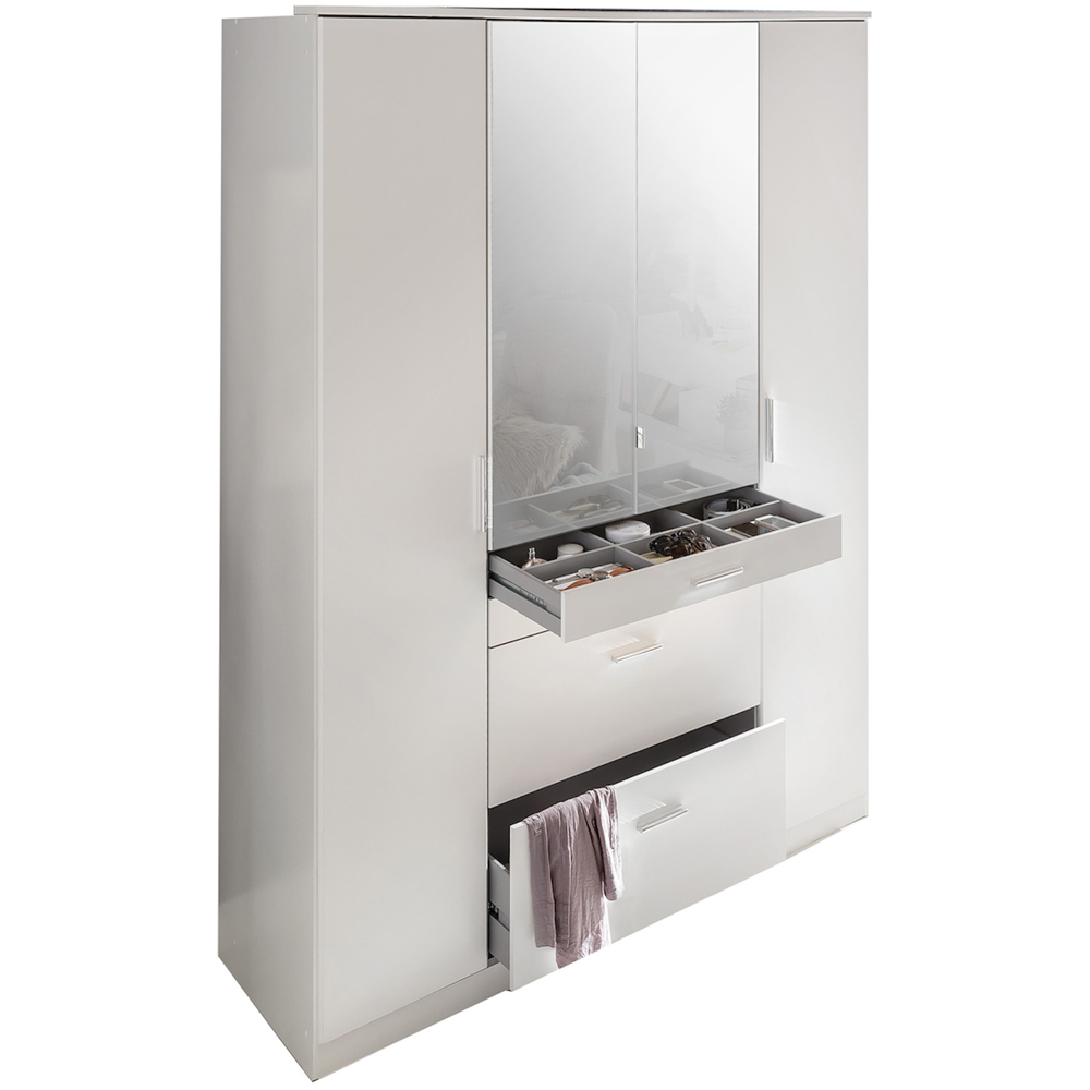 TJ'S Diver 4 Door 4 Drawer White Wardrobe Image 3