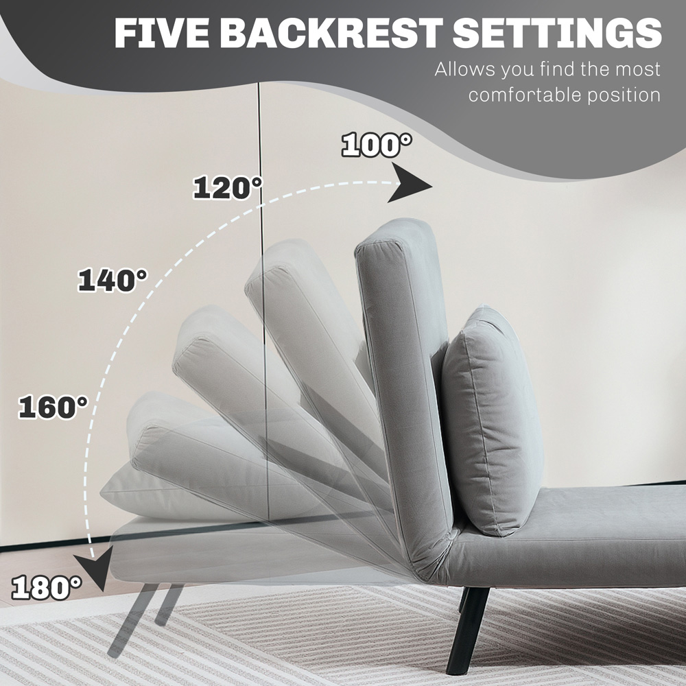 HOMCOM Click Clack Light Grey Single Bed Chair Image 8