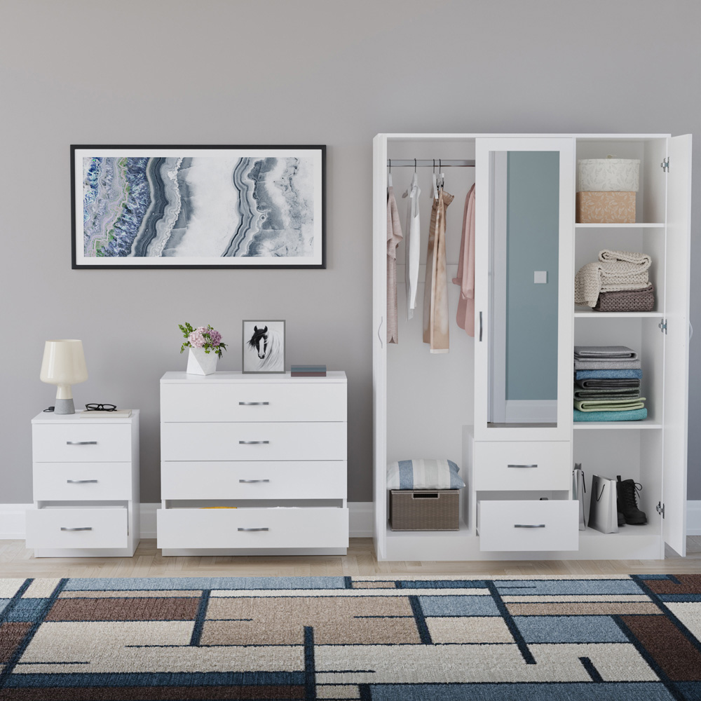 VIDA DESIGNS Riano White 3 Piece Bedroom Furniture Set Image 3