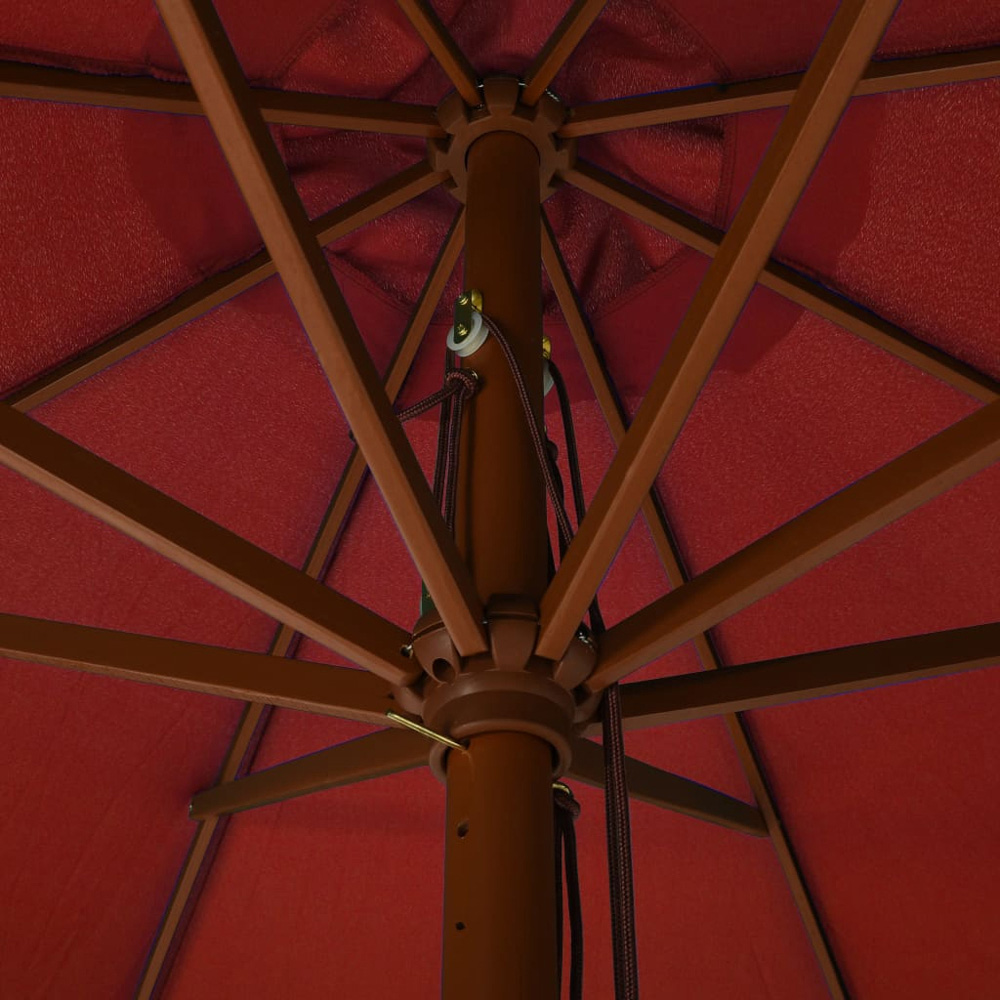 vidaXL Brown Garden Parasol with Wooden Pole 3.3m Image 3