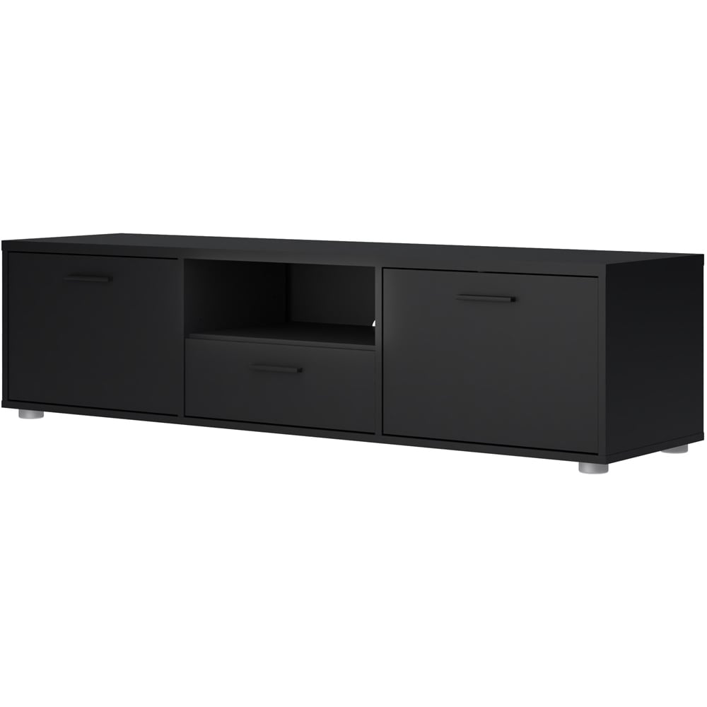 Furniture To Go Media 2 Door Single Drawer Black TV Unit Image 4