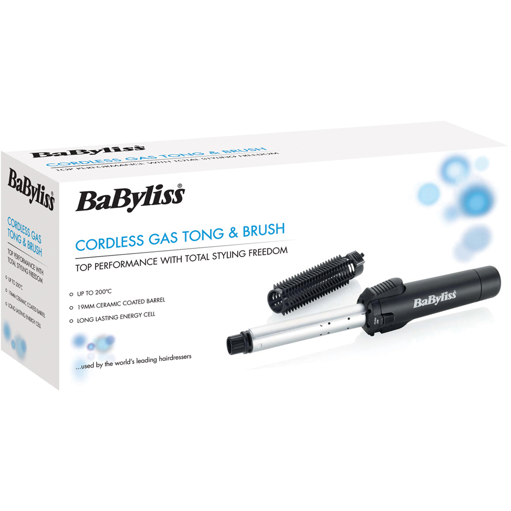 BaByliss Black Cordless Gas Hair Tong and Brush 19mm Image 2