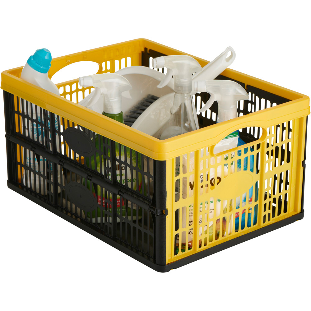 Wilko Black and Yellow Medium Folding Crate Wilko