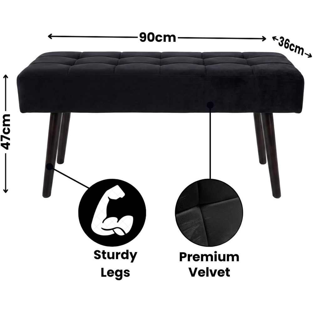Portland 4 Seater Grey and Black MDF Dining Set with Velvet Chairs and Bench Image 7