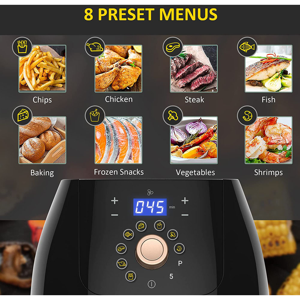 HOMCOM 5.5L Digital Display Black Air Fryer 1700W Image 5