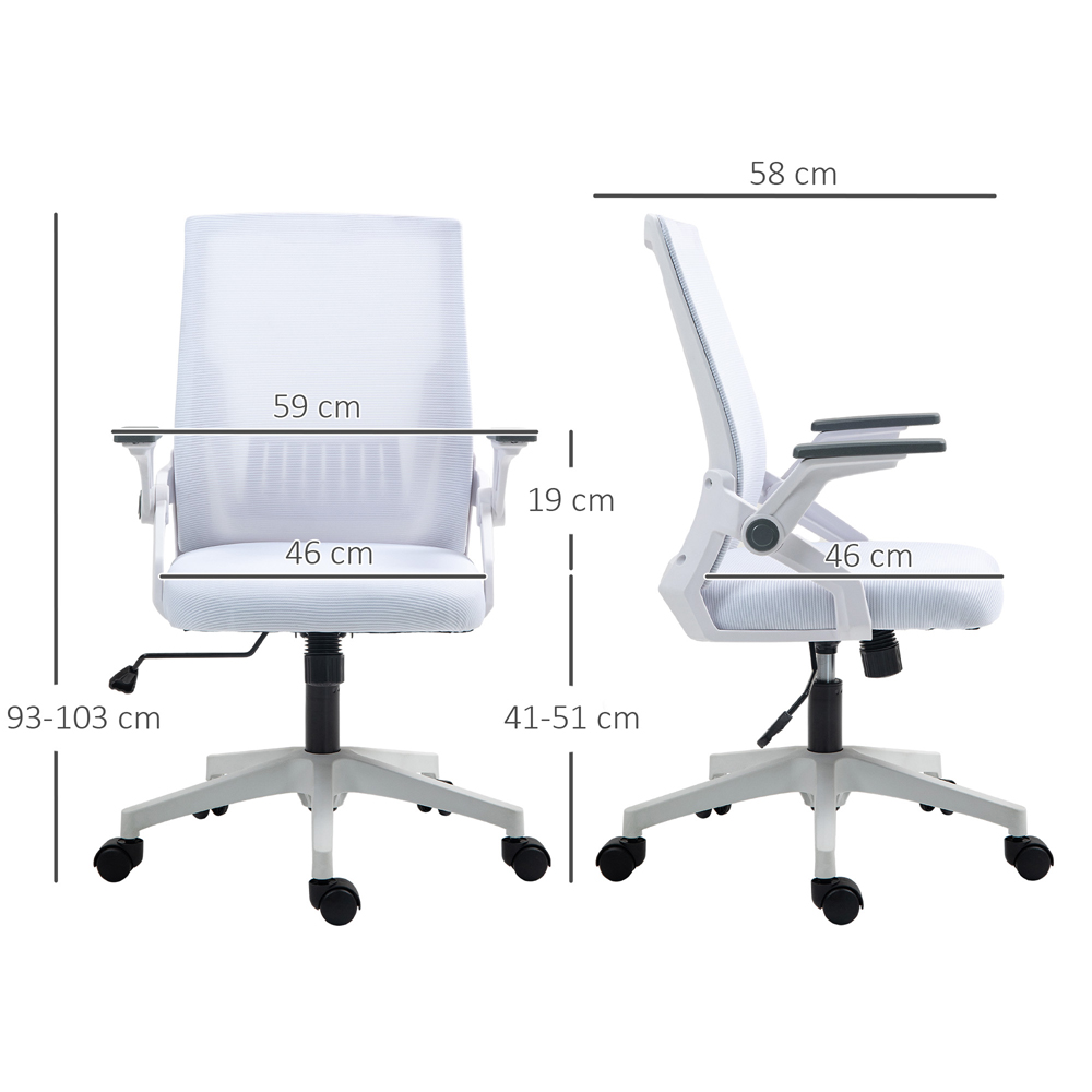 Portland White Mesh Office Chair with Lumbar Support and Wheels Image 9