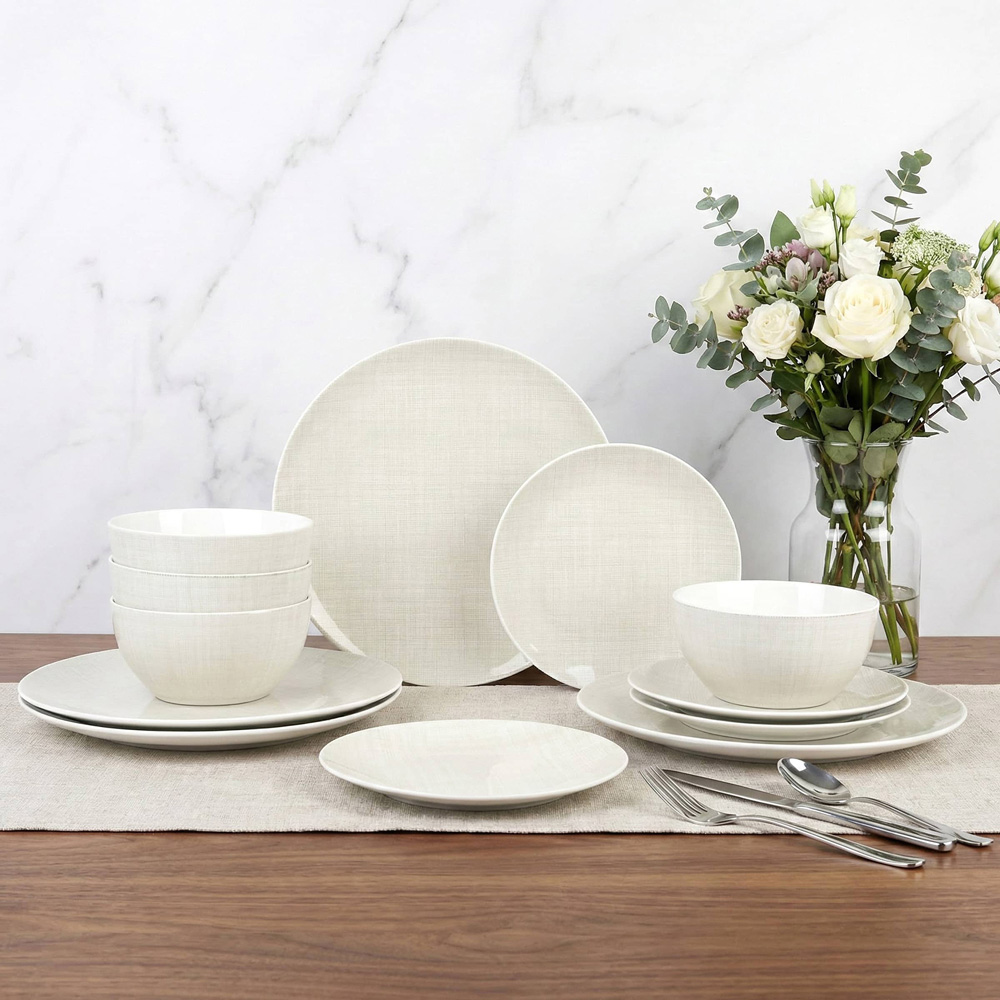 Waterside Linen Design Grey 12 Piece Dinner Set Image 2