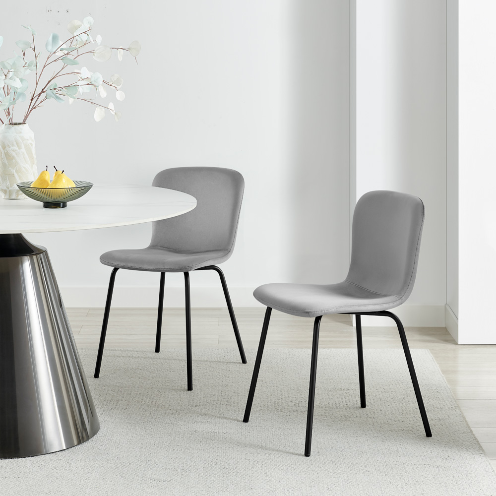 Furniturebox Sienna Set of 2 Light Grey Velvet Dining Chairs Image 5