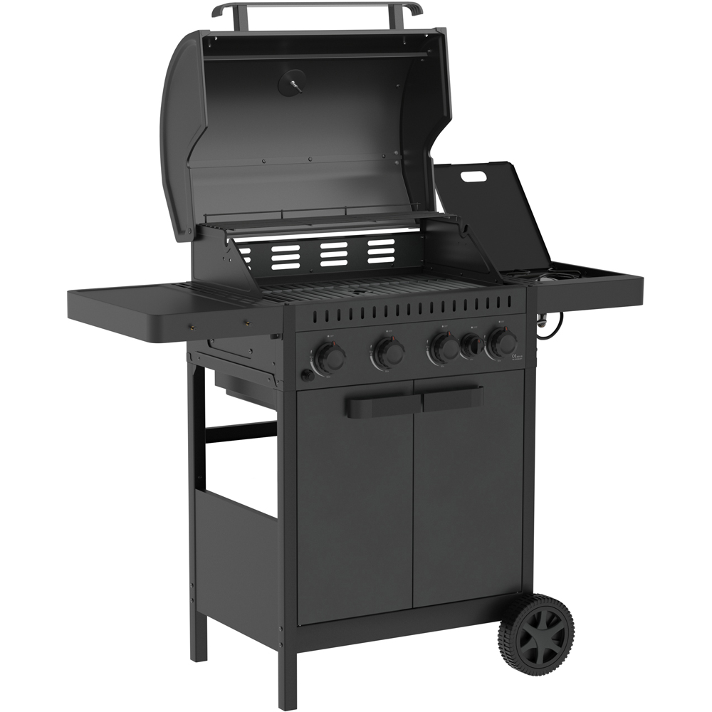 Ottimo 350 4 Burner Matt Grey and Black Gas BBQ with Side Burner Image 4