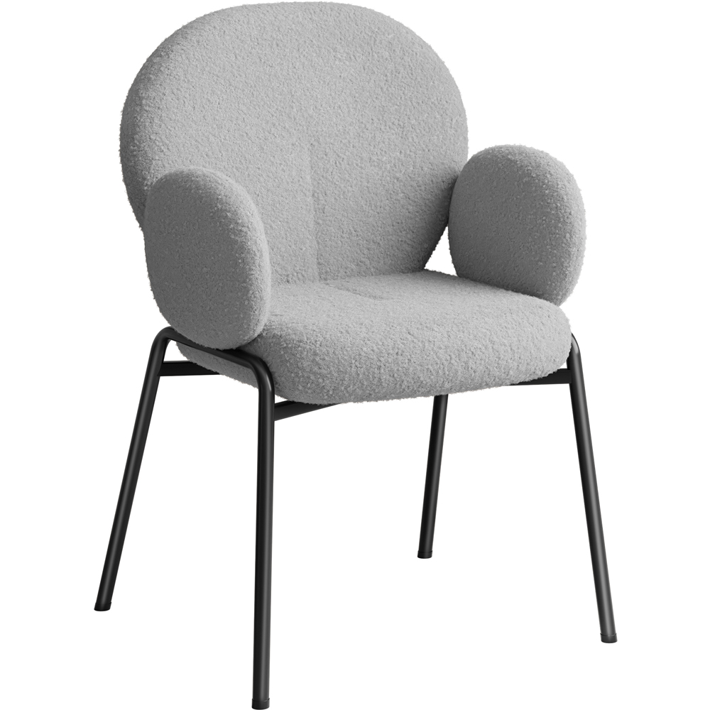 tectake Light Grey Boucle Padded Dining Chair Image 2