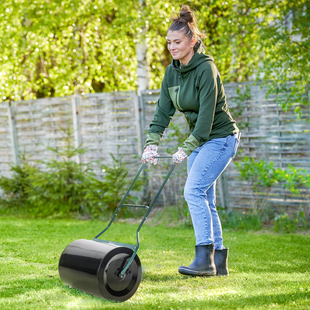 Outsunny 60L Green Fillable Steel Lawn Roller Image 2
