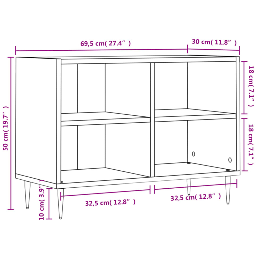 vidaXL 4 Shelf Concrete Grey TV Cabinet Image 9