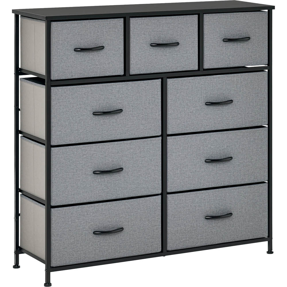 Portland 9 Fabric Drawer Grey Chest of Drawers Image 2