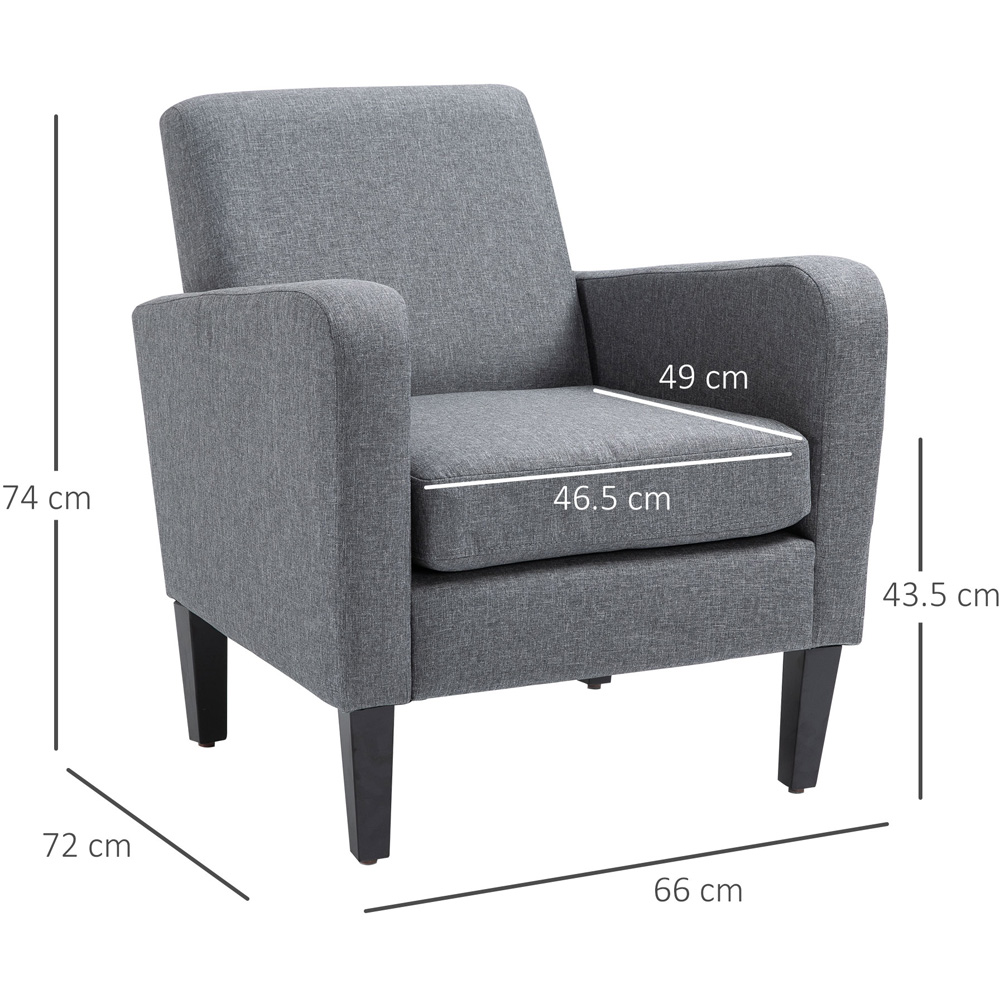 Portland Grey Linen Padded Seat Armchair Image 7
