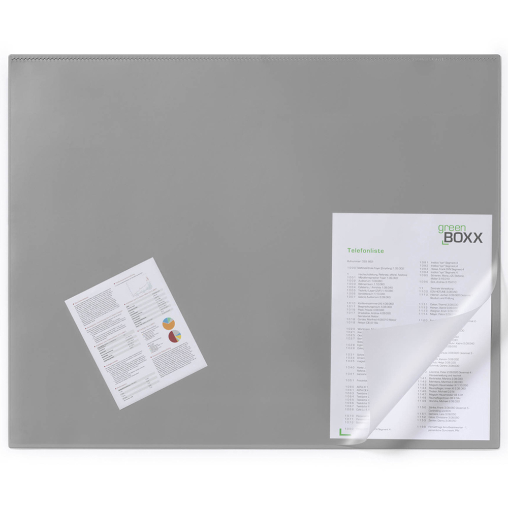 Durable Grey Clear Overlay Non-Slip Desk Mat 65 x 52cm Image 2