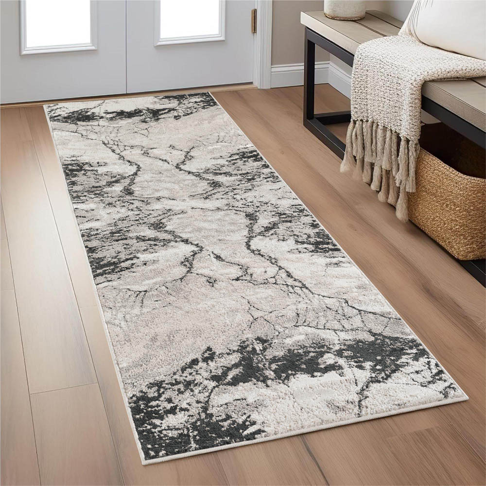 Desire Rugs Elysium Modern Abstract Metallic Sheen Huracan Grey Rug 120 x 170cm Image 2