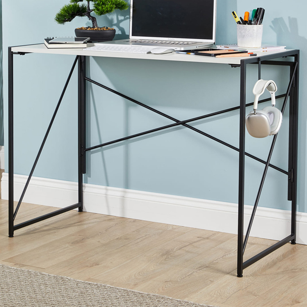 Home Source Brampton Folding Compact Desk with Hook White Image 1