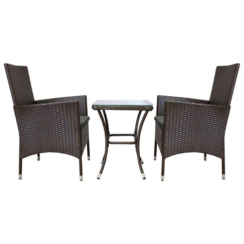 Monster Shop Jardi Rattan Effect 2 Seater Bistro Set Brown Image 2