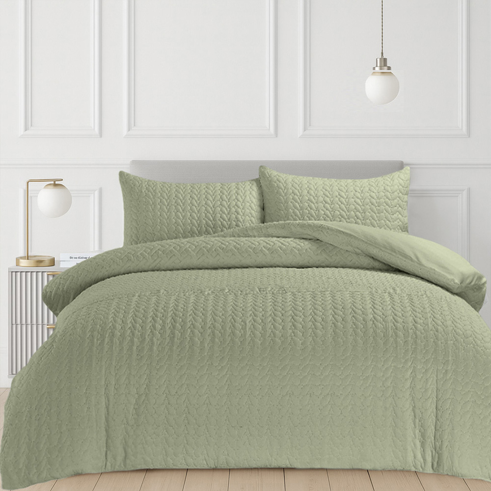 Velosso Kinsley Single Sage Quilted Duvet Cover Set Image 1