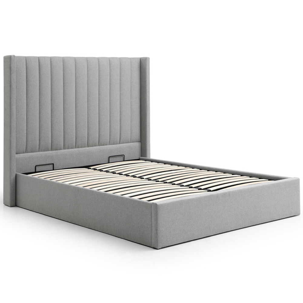 Atticus Super King Grey Faux Wool Ottoman Bed Image 2