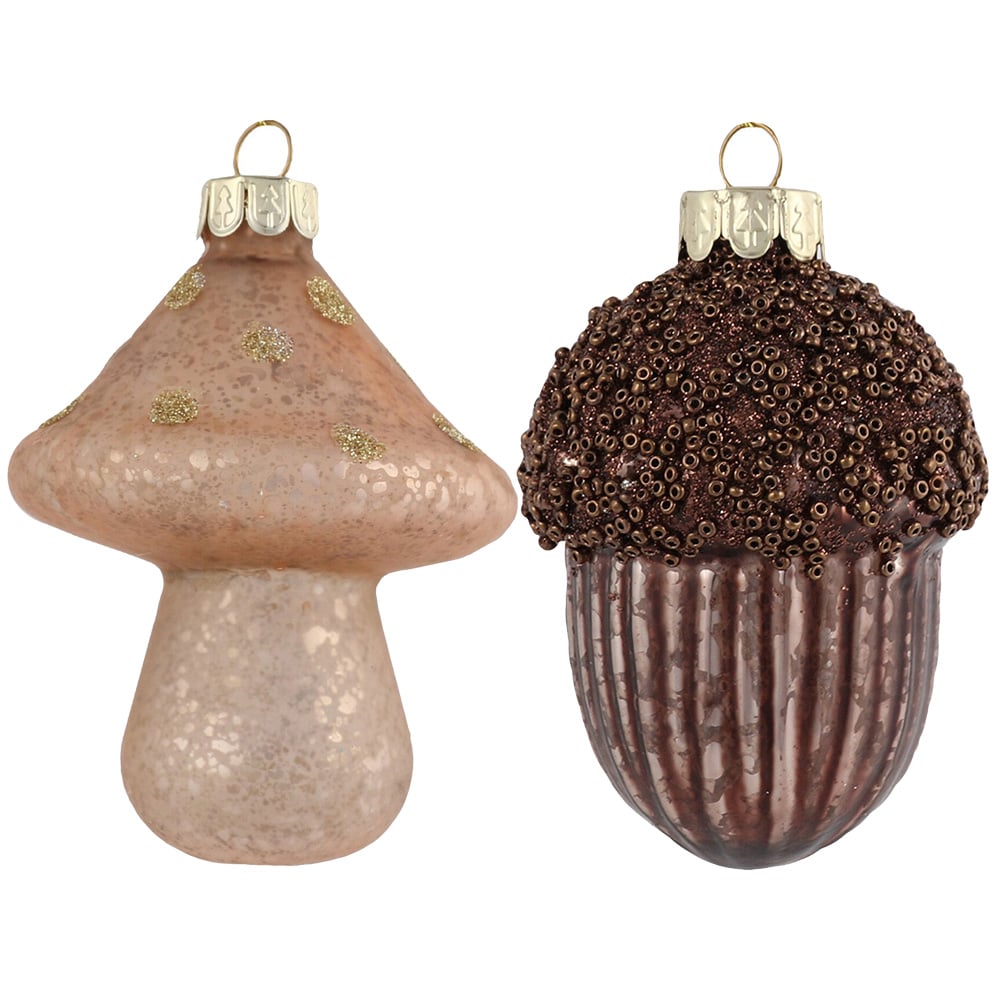 Hanging Glass Ornament Acorn or Mushroom Image 1