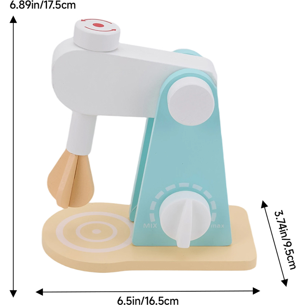 H&O Direct Wooden Stand Mixer Toy Kitchen Pretend Play Set with Accessories Image 6